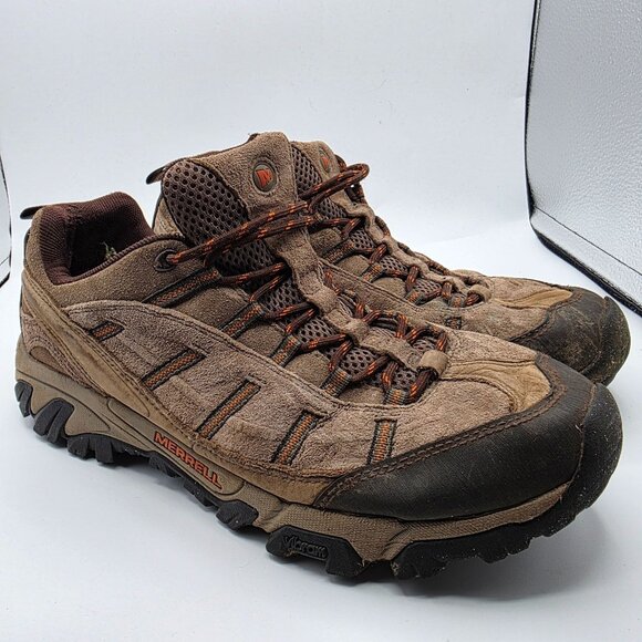 Merrell Boulder Mens Size 10 Brown Shoes Vibram Soles Camping Hiking Trails - Picture 1 of 13